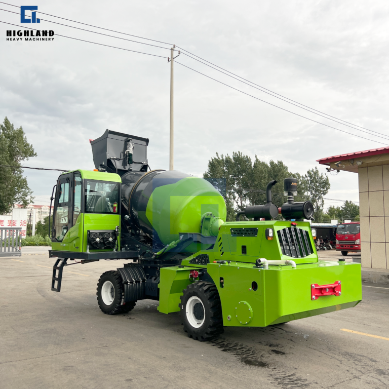 HIGHLAND HEAVY MACHINERY - 2m³ Self Loading Concrete Mixer Truck | Green Body, Dual Rear Tires & Rear Tow Hitch