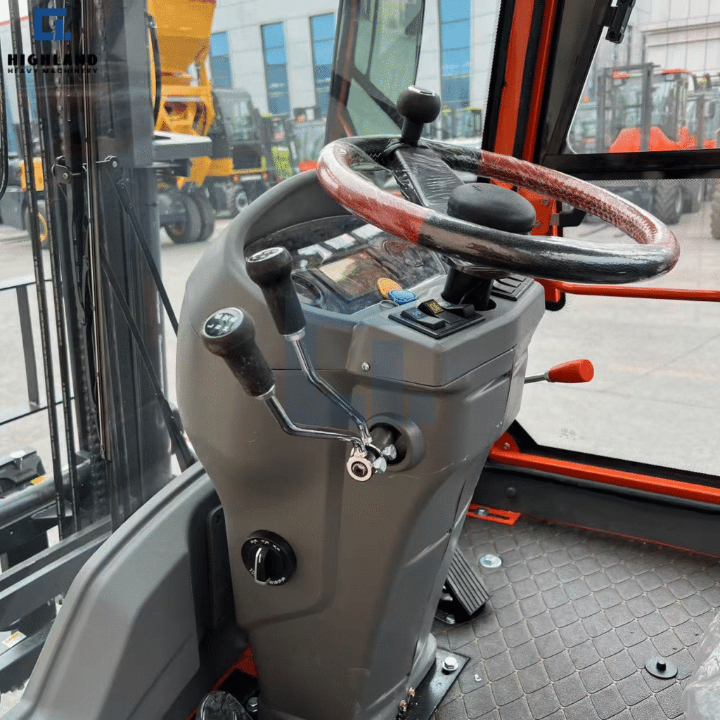 HIGHLAND HEAVY MACHINERY - Rough Terrain Forklift Operator Cabin | Ergonomic Dashboard & Intuitive Controls